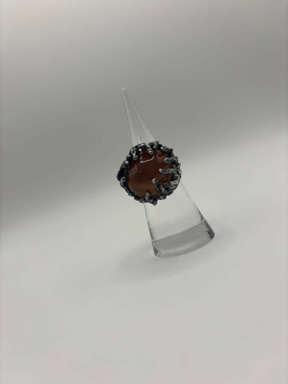 1970s Pal Kepenyes Abstract Silver Stone Ring Mexico For Sale at